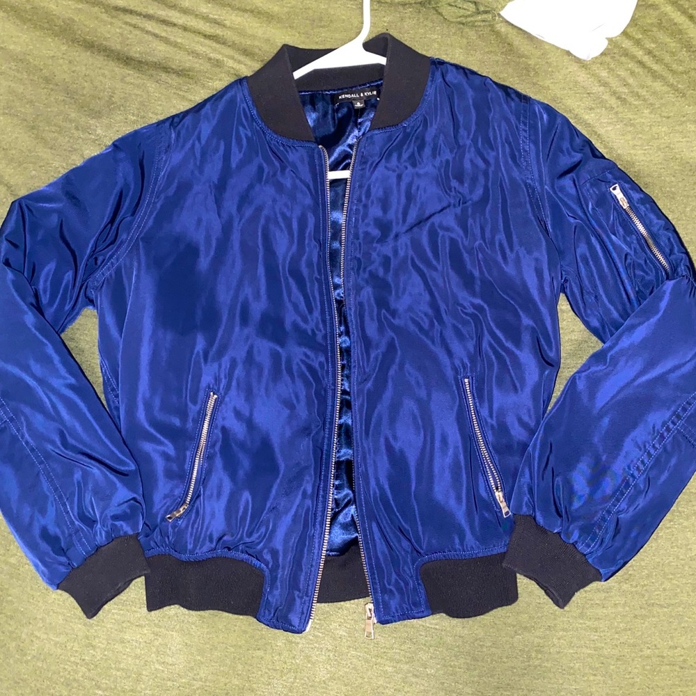 Navy blue bomber jacket